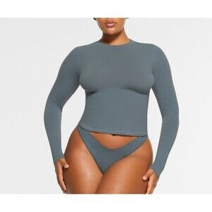 SKIMS Cotton Jersey Long Sleeve T Shirt Kyanite medium NWT